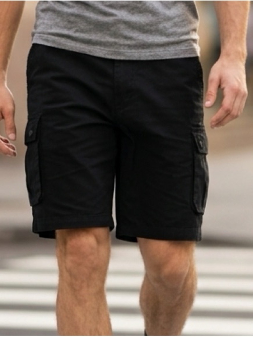 Signature by Levi Strauss Black Cargo Shorts with Side Pockets